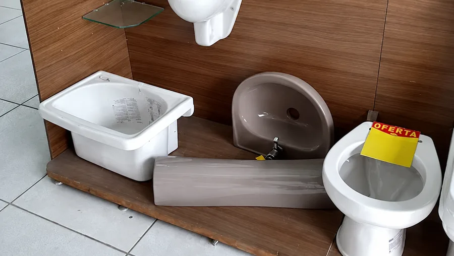 Vasos sanitários, tanques e cubas no setor de louças da loja